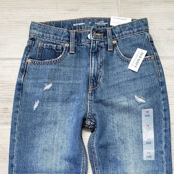 NWT Old Navy High-Waisted Slouchy Straight Jeans for Girls Blue Sz 10 - Picture 3 of 9